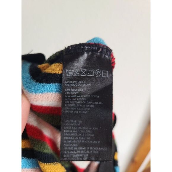 Urban Outfitters Retro Striped Crop Flare Wide Leg Stretch Pants MEDIUM Rainbow - Picture 6 of 9